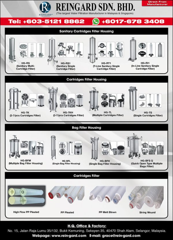 HG-RS (Sanitary Multi - Cartridge Filter), HG-TK (3-7/pcs Cartridges Filter), HG-8FM ( Multiple Bag Filter Housing), High Flow PP Pleated