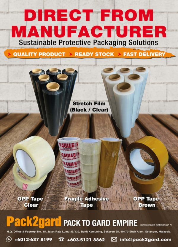 Stretch Film (Black / Clear), OPP Tape Clear, Fragile Adhesive Tape, OPP Tape Brown